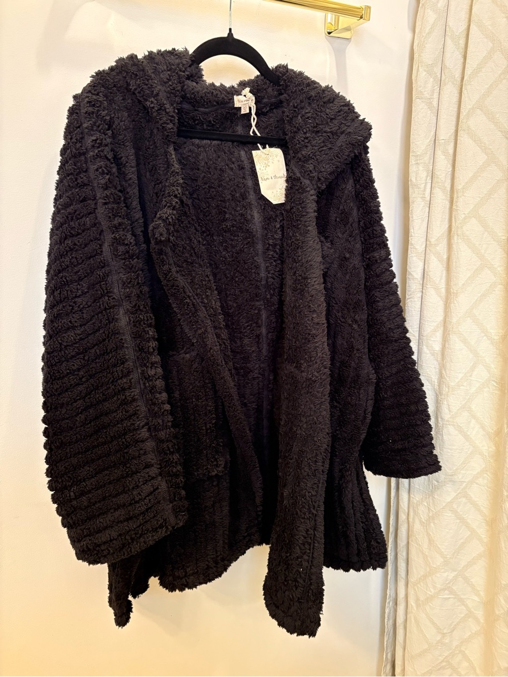 NWT Hem & Thread Boutique Fluffy Black Coat